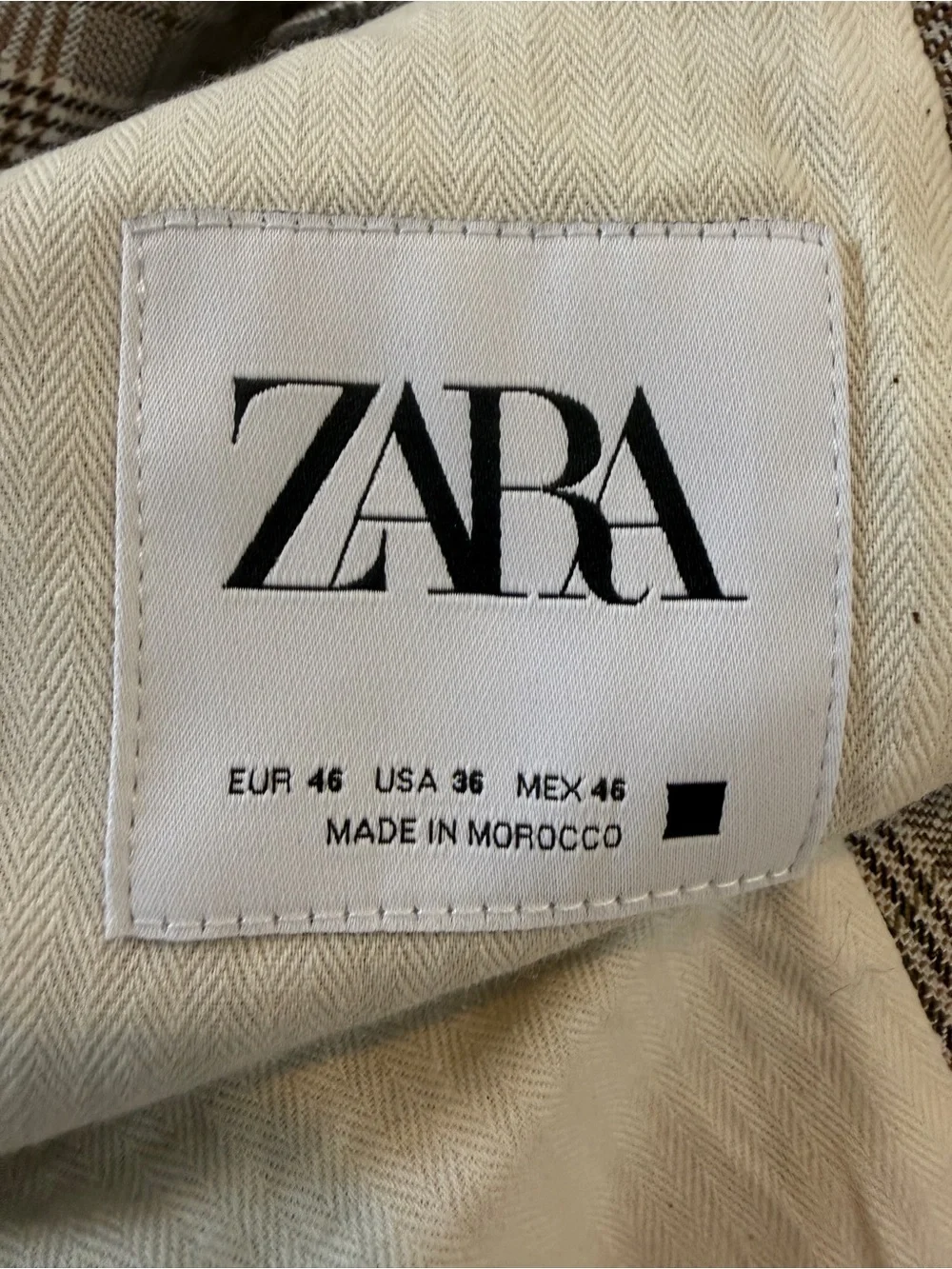 Zara Men's Plaid Blazer Sport Coat Size 36 Brown Gray Glen Plaid Two Button